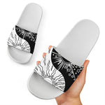 Sun And Moon Yin Yang Print White Slide Sandals