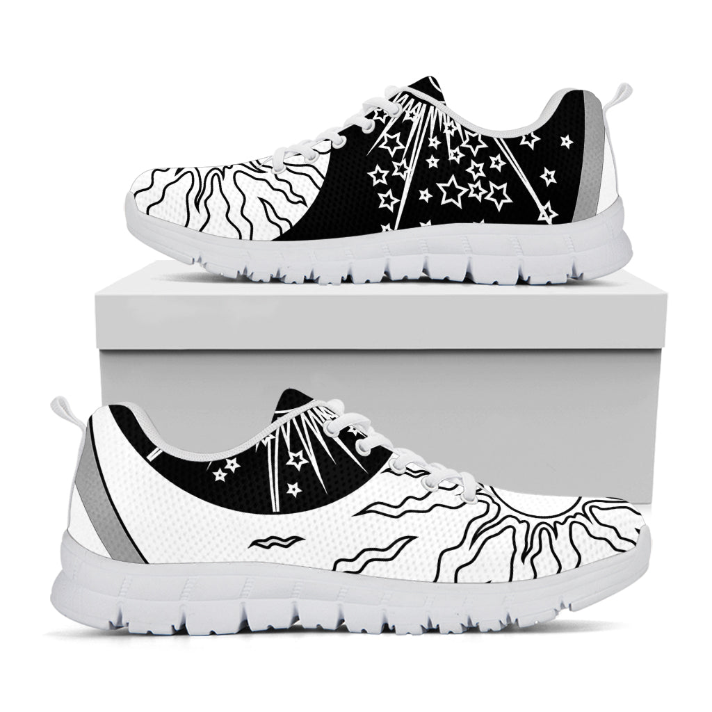 Sun And Moon Yin Yang Print White Sneakers
