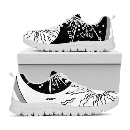 Sun And Moon Yin Yang Print White Sneakers