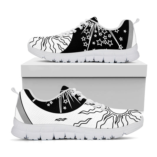 Sun And Moon Yin Yang Print White Sneakers