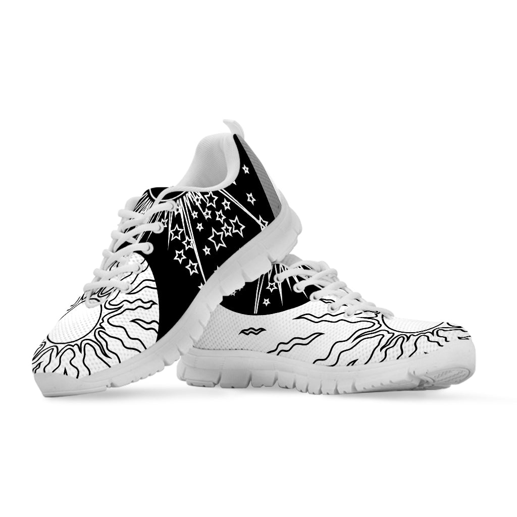 Sun And Moon Yin Yang Print White Sneakers