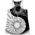 Sun And Moon Yin Yang Print Women's Racerback Tank Top