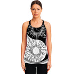Sun And Moon Yin Yang Print Women's Racerback Tank Top