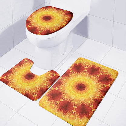 Sun Fire Kaleidoscope Print 3 Piece Bath Mat Set