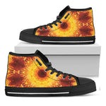 Sun Fire Kaleidoscope Print Black High Top Shoes
