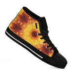 Sun Fire Kaleidoscope Print Black High Top Shoes