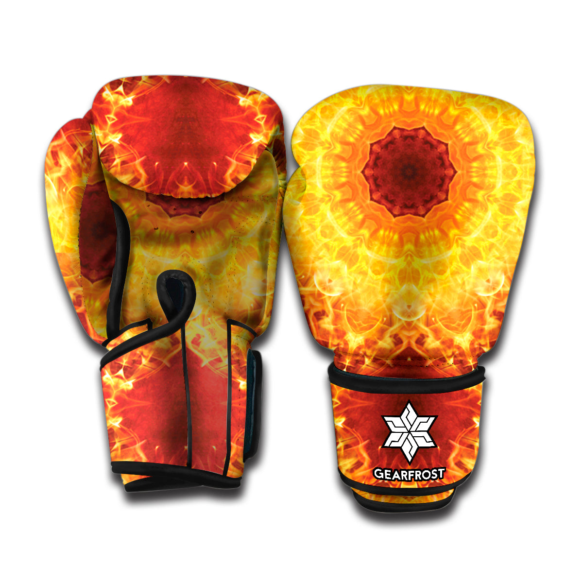 Sun Fire Kaleidoscope Print Boxing Gloves