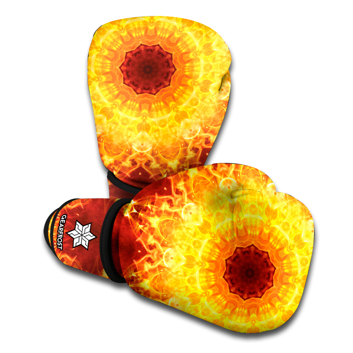 Sun Fire Kaleidoscope Print Boxing Gloves