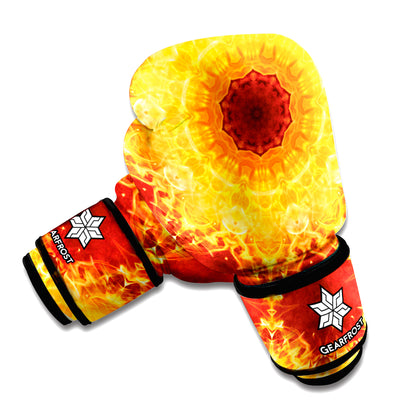 Sun Fire Kaleidoscope Print Boxing Gloves