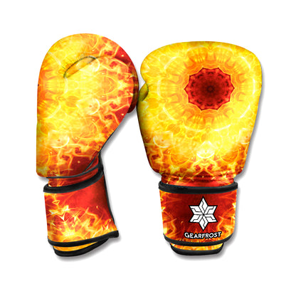 Sun Fire Kaleidoscope Print Boxing Gloves
