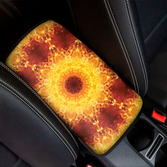 Sun Fire Kaleidoscope Print Car Center Console Cover