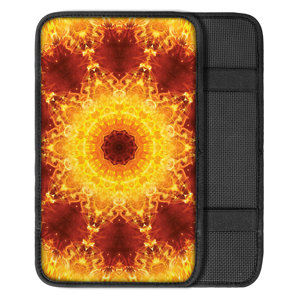 Sun Fire Kaleidoscope Print Car Center Console Cover