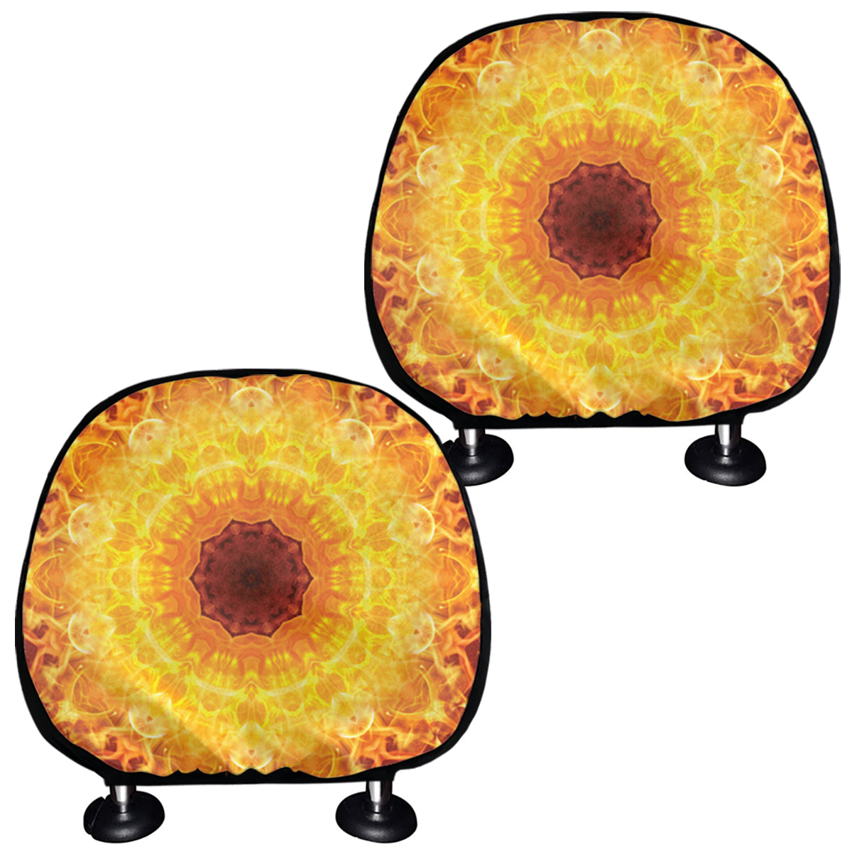 Sun Fire Kaleidoscope Print Car Headrest Covers