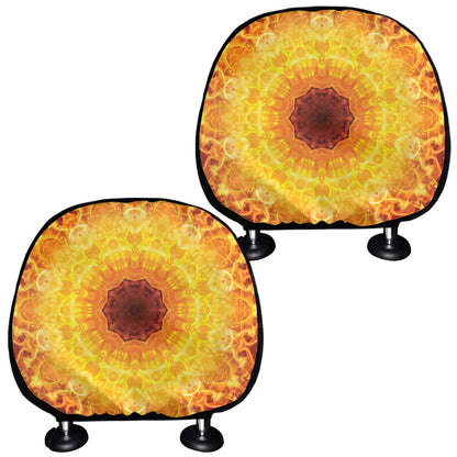 Sun Fire Kaleidoscope Print Car Headrest Covers