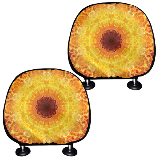 Sun Fire Kaleidoscope Print Car Headrest Covers