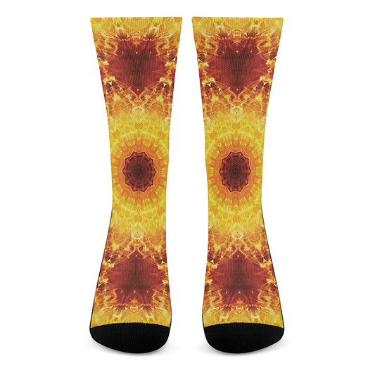 Sun Fire Kaleidoscope Print Crew Socks