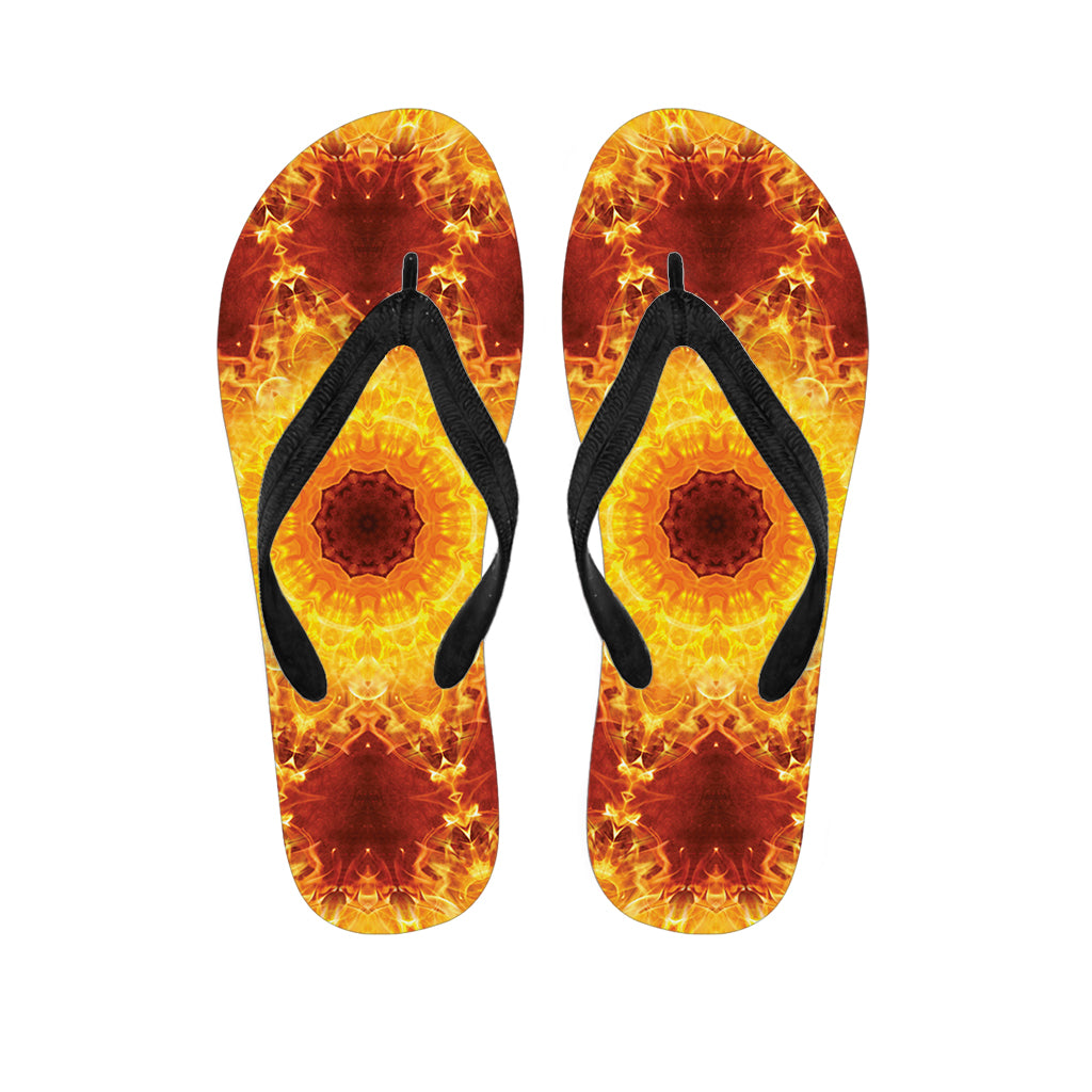 Sun Fire Kaleidoscope Print Flip Flops