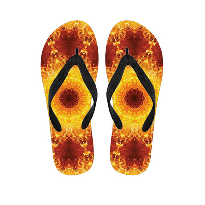 Sun Fire Kaleidoscope Print Flip Flops