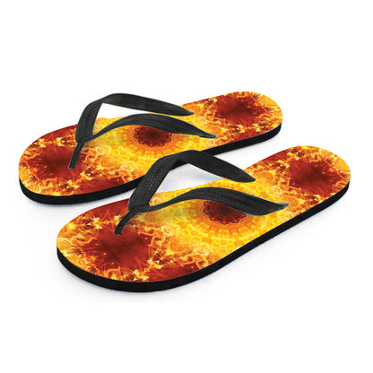 Sun Fire Kaleidoscope Print Flip Flops