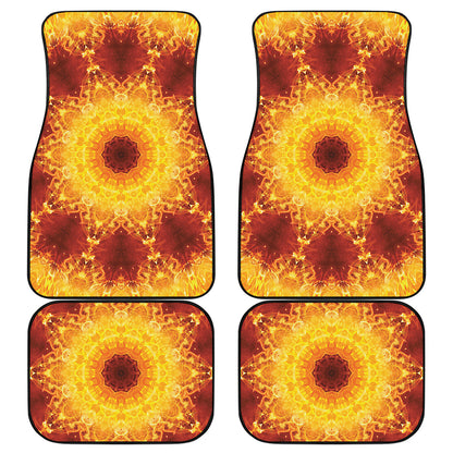 Sun Fire Kaleidoscope Print Front and Back Car Floor Mats