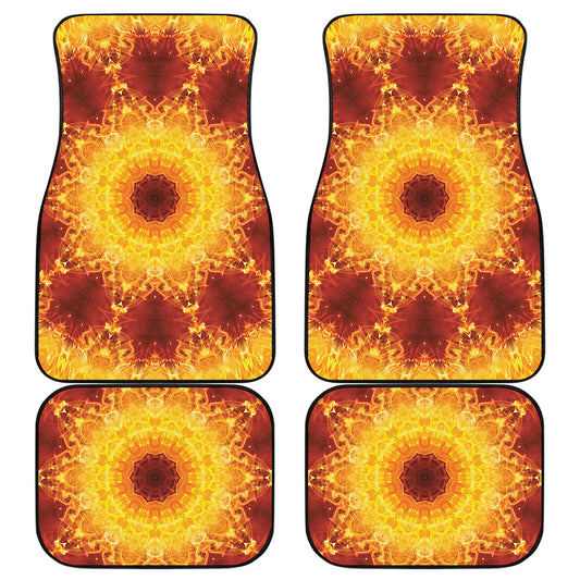 Sun Fire Kaleidoscope Print Front and Back Car Floor Mats