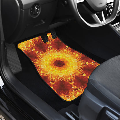 Sun Fire Kaleidoscope Print Front and Back Car Floor Mats