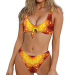 Sun Fire Kaleidoscope Print Front Bow Tie Bikini