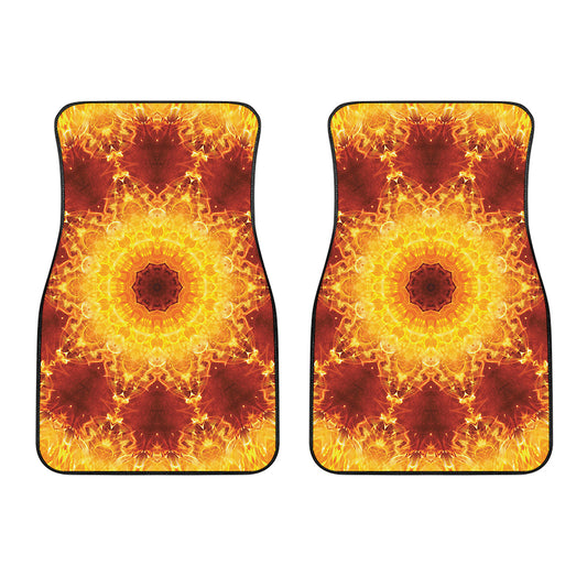 Sun Fire Kaleidoscope Print Front Car Floor Mats