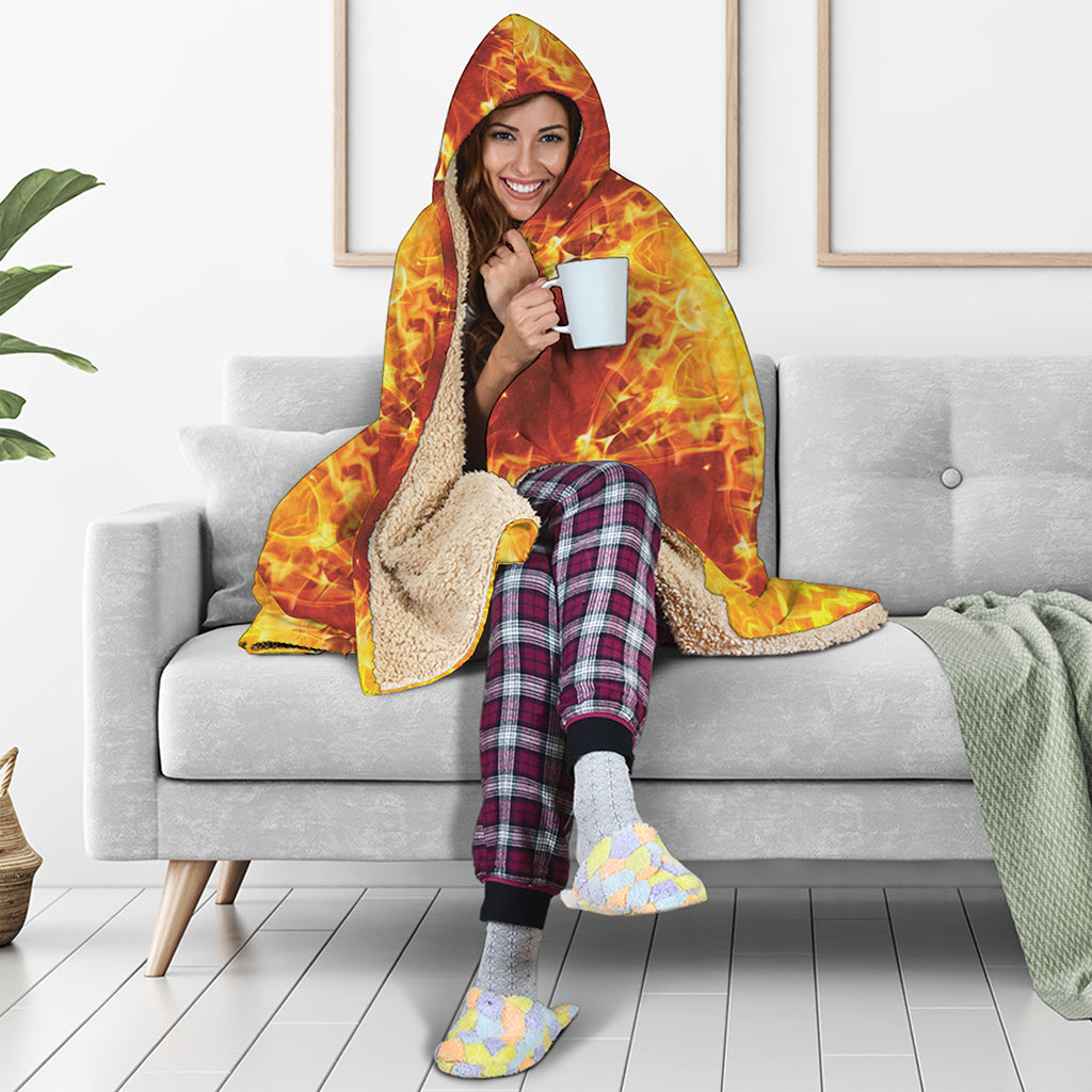Sun Fire Kaleidoscope Print Hooded Blanket