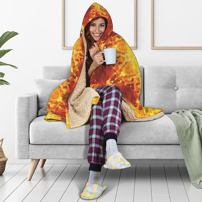 Sun Fire Kaleidoscope Print Hooded Blanket