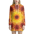 Sun Fire Kaleidoscope Print Pullover Hoodie Dress