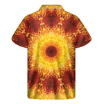 Sun Fire Kaleidoscope Print Men's Short Sleeve Shirt
