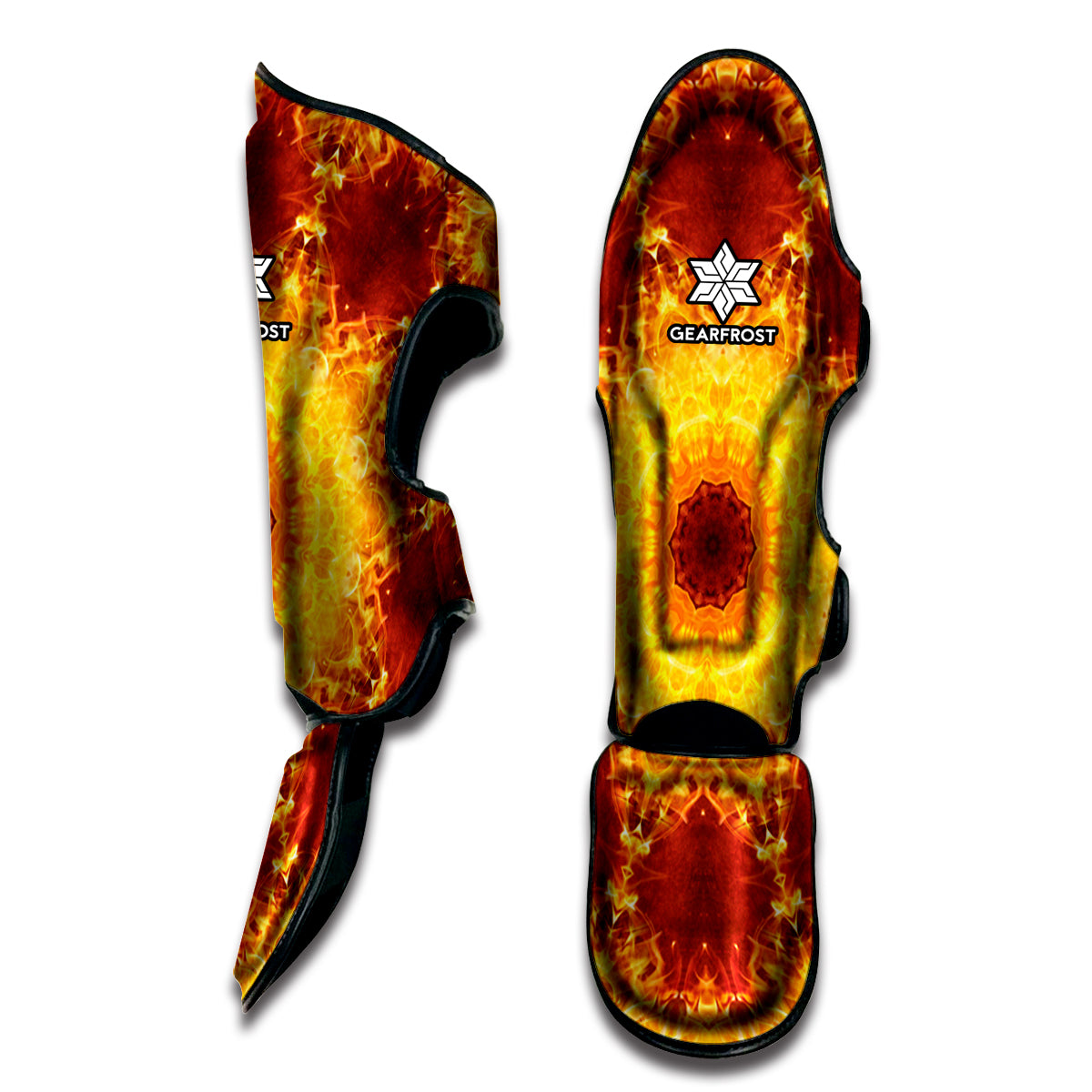 Sun Fire Kaleidoscope Print Muay Thai Shin Guard