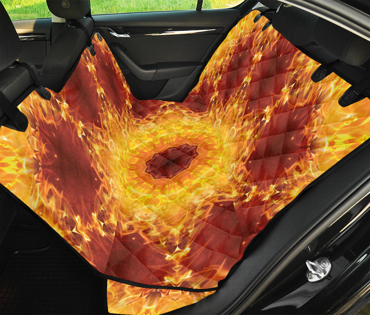 Sun Fire Kaleidoscope Print Pet Car Back Seat Cover