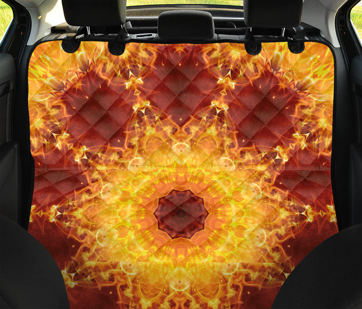 Sun Fire Kaleidoscope Print Pet Car Back Seat Cover