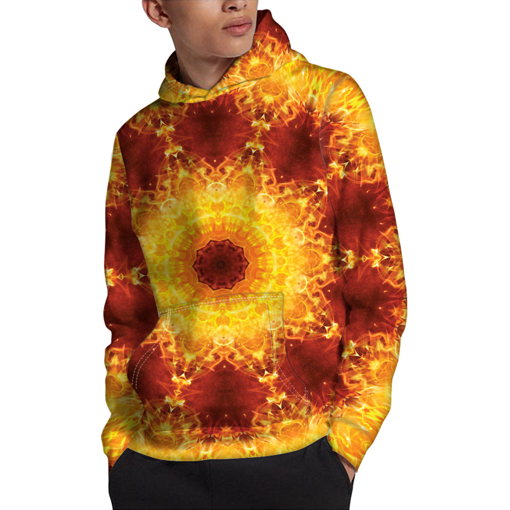 Sun Fire Kaleidoscope Print Pullover Hoodie
