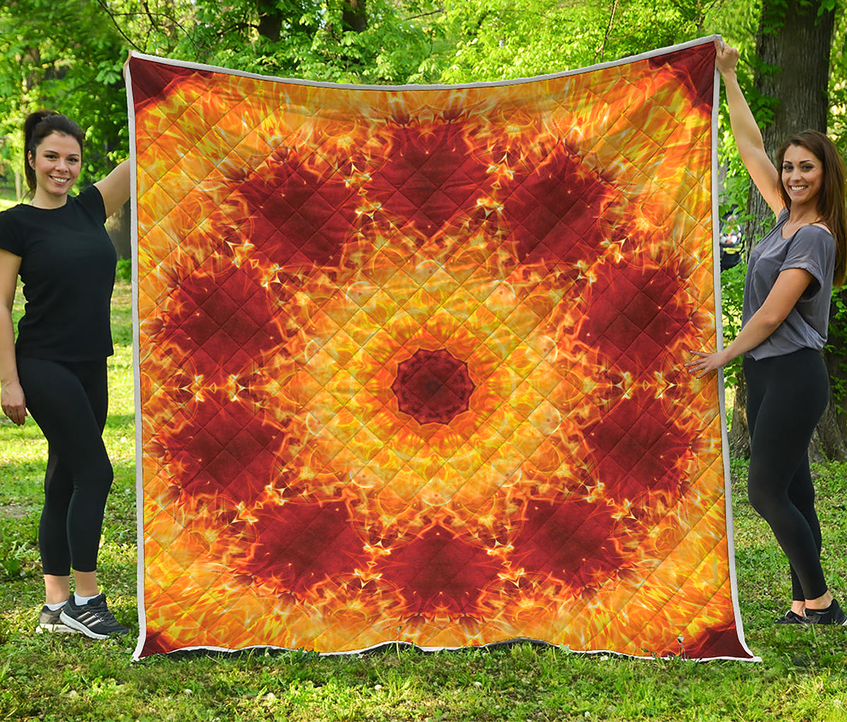 Sun Fire Kaleidoscope Print Quilt
