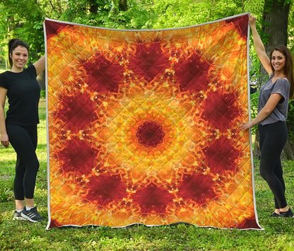 Sun Fire Kaleidoscope Print Quilt