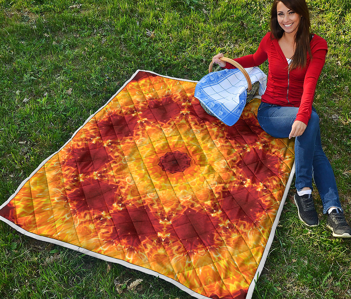 Sun Fire Kaleidoscope Print Quilt