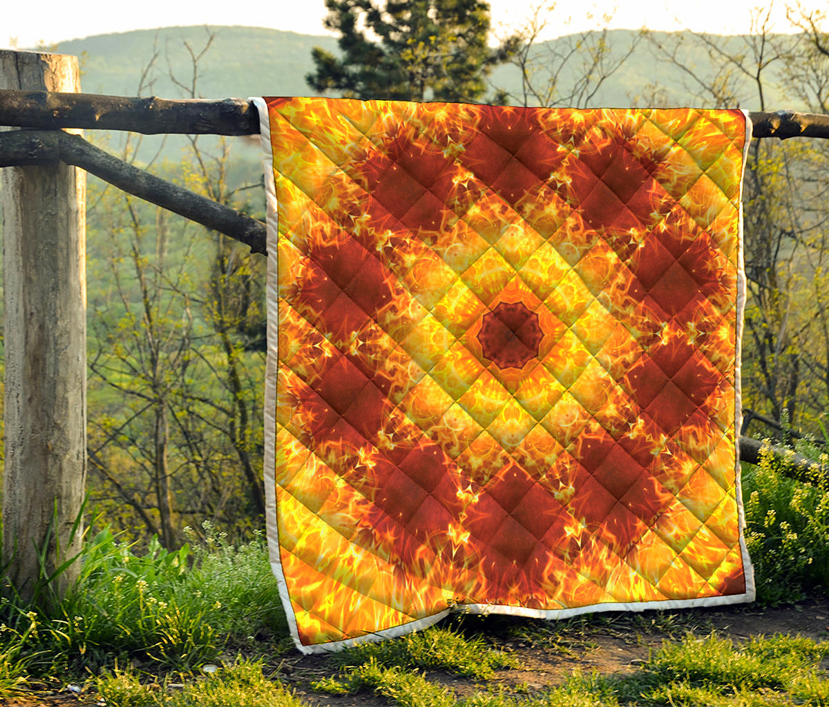 Sun Fire Kaleidoscope Print Quilt