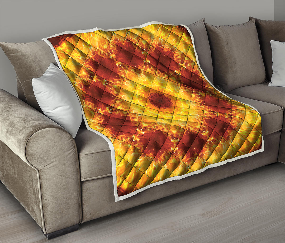 Sun Fire Kaleidoscope Print Quilt