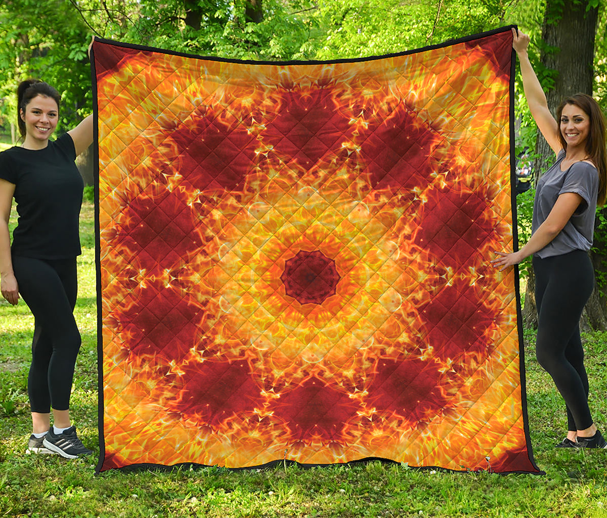 Sun Fire Kaleidoscope Print Quilt