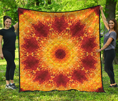 Sun Fire Kaleidoscope Print Quilt