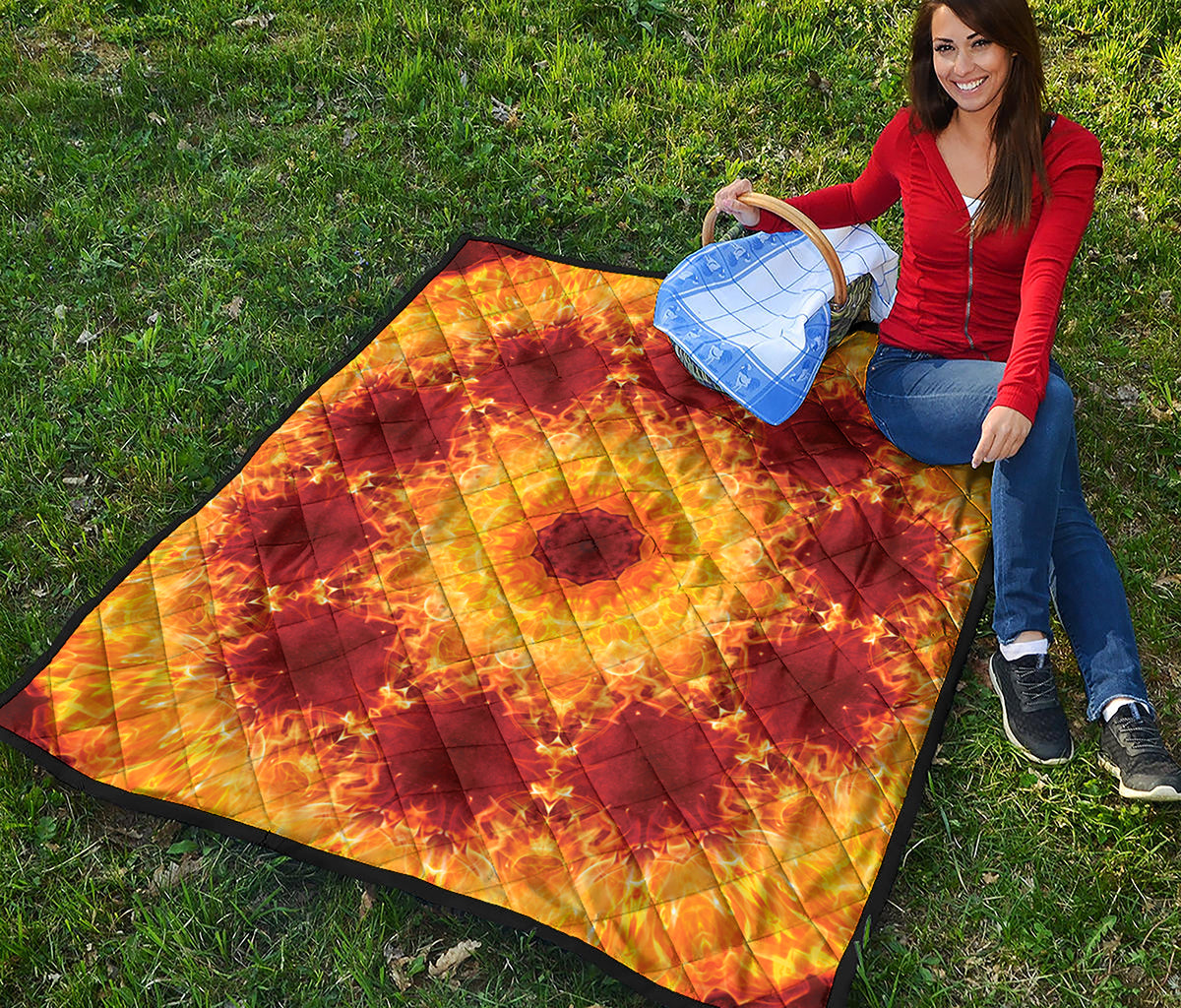 Sun Fire Kaleidoscope Print Quilt