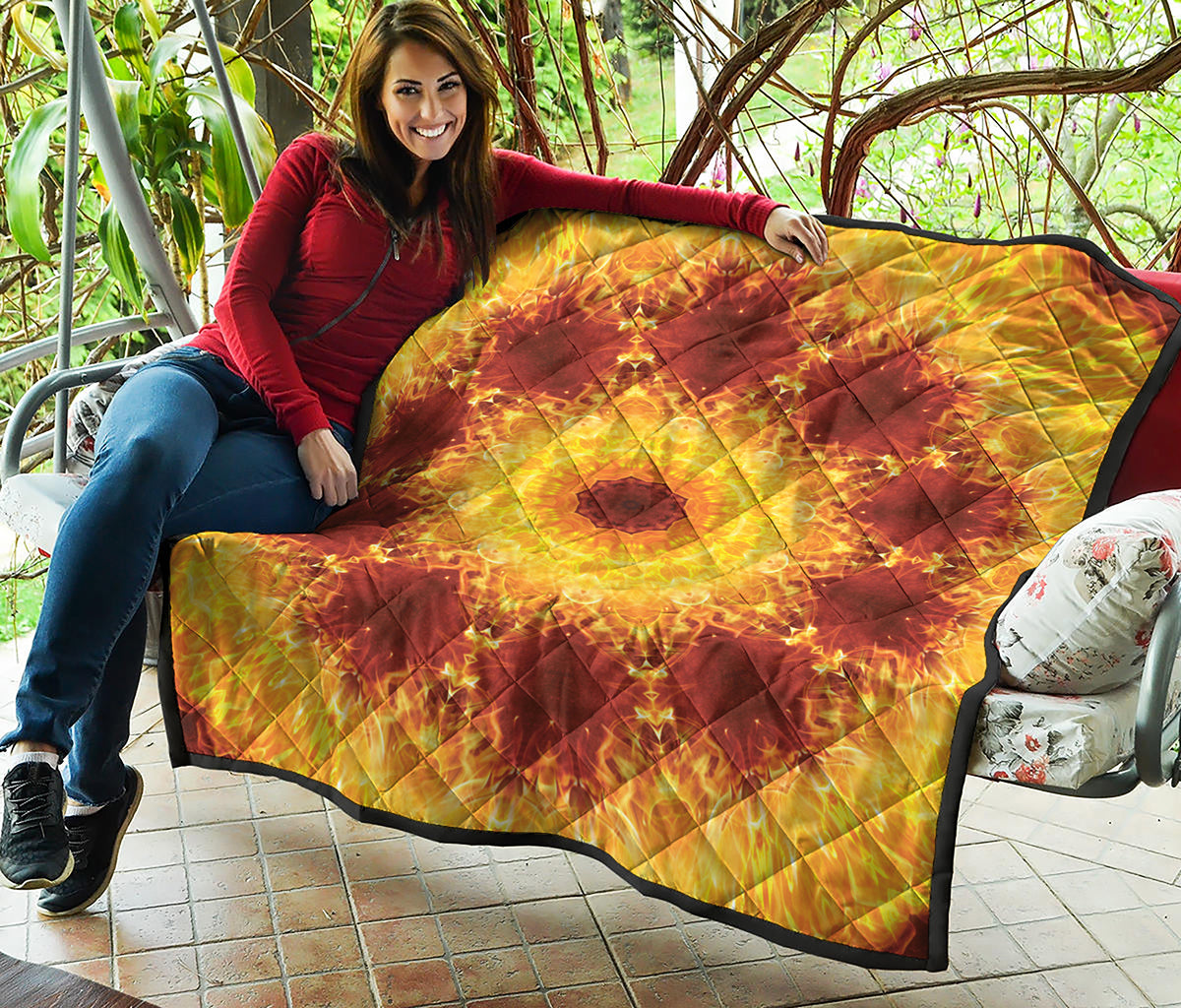 Sun Fire Kaleidoscope Print Quilt