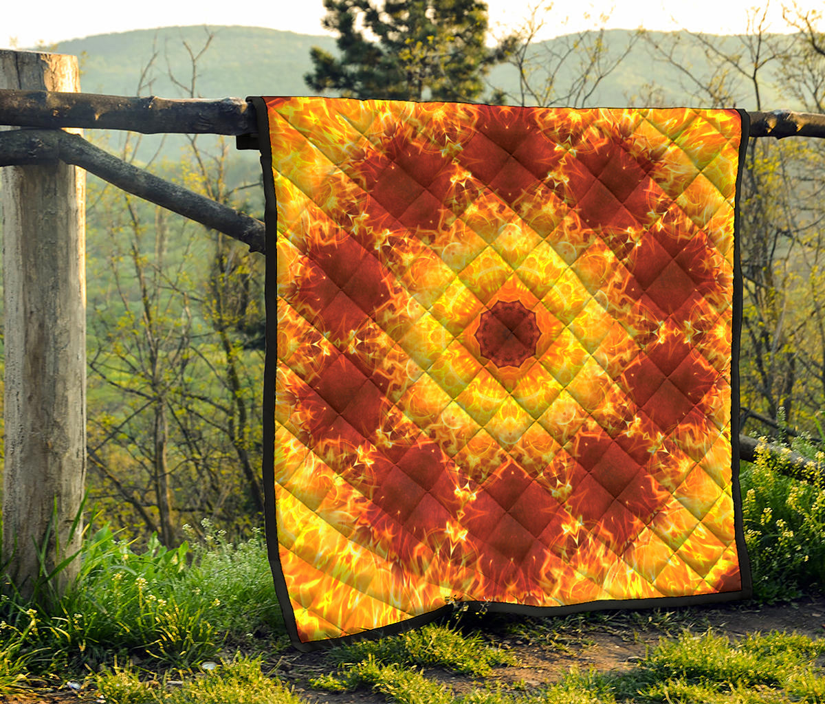 Sun Fire Kaleidoscope Print Quilt