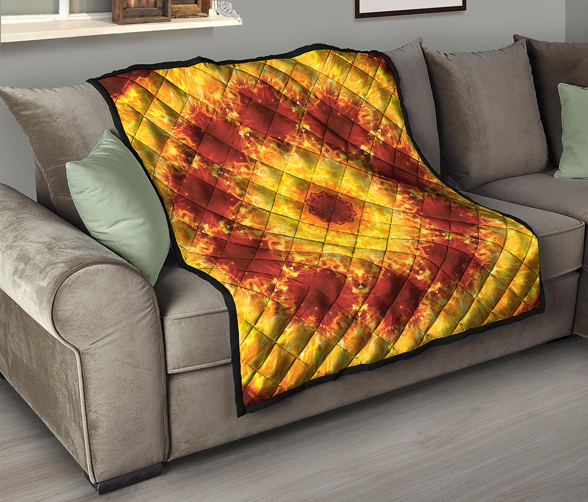 Sun Fire Kaleidoscope Print Quilt