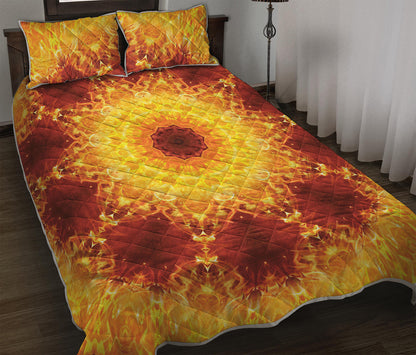 Sun Fire Kaleidoscope Print Quilt Bed Set