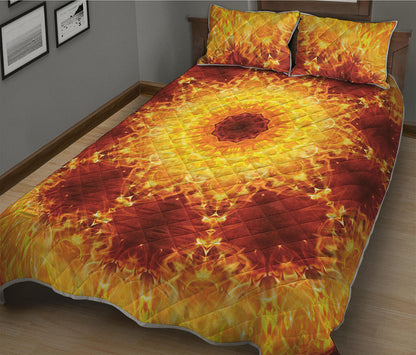 Sun Fire Kaleidoscope Print Quilt Bed Set