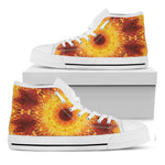 Sun Fire Kaleidoscope Print White High Top Shoes